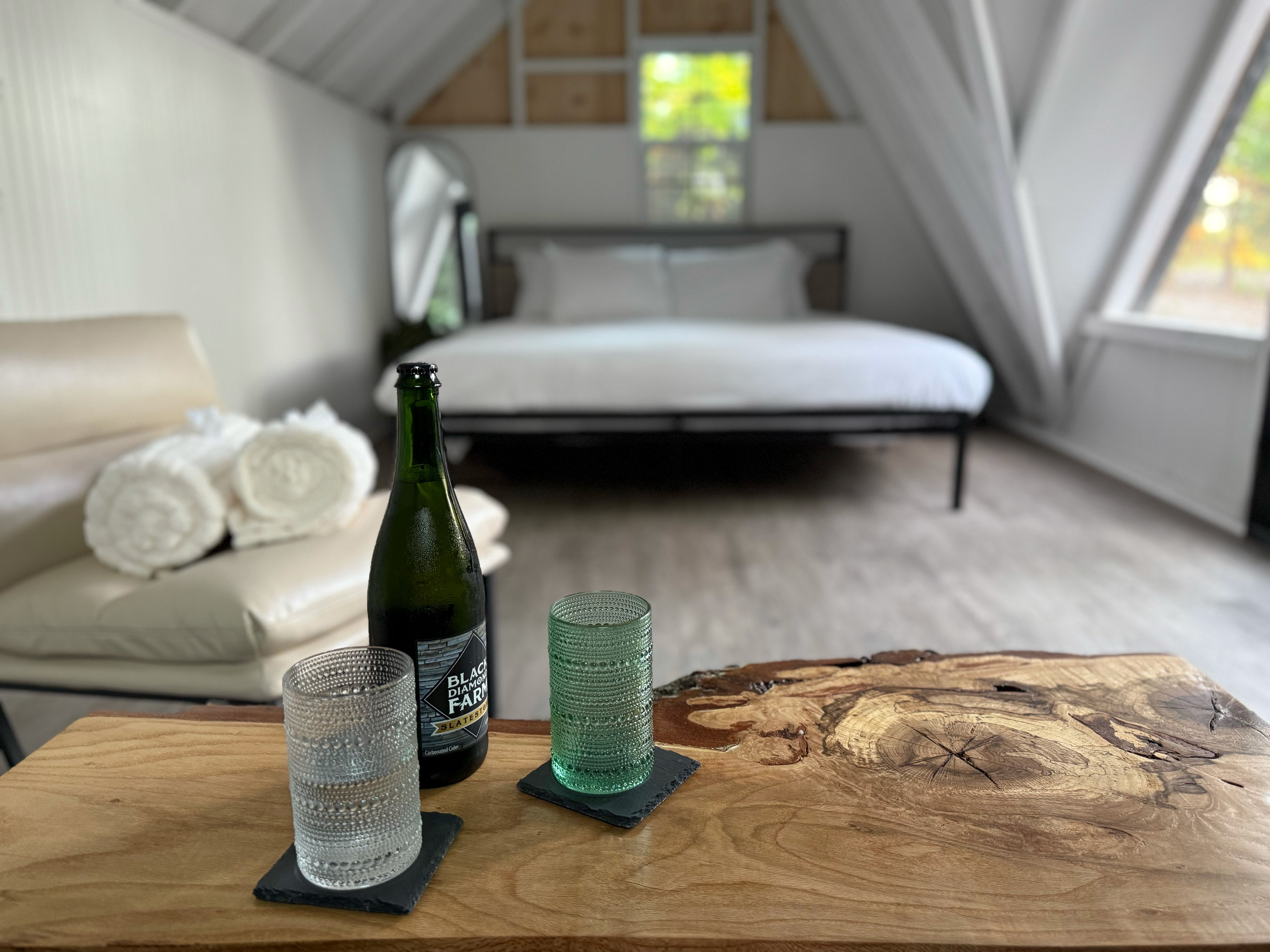 Luxurious and bright a-frames with fresh white linens